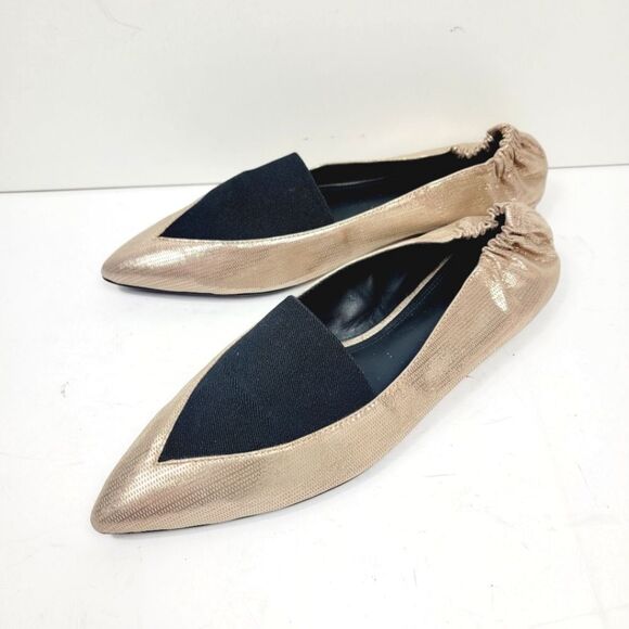 Mercedes Castillo Gold Ballerina Metallic Flats Size 8.5 - Picture 1 of 8